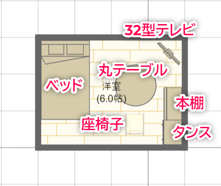 6畳 家具配置 シミュレーション